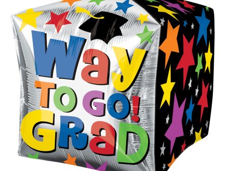 Way to Go Grad Stars Cubez Foil Balloon 15in Cheap