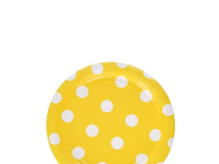 Yellow Sunshine Dots Round Party Paper Plates 7in 8pcs Discount