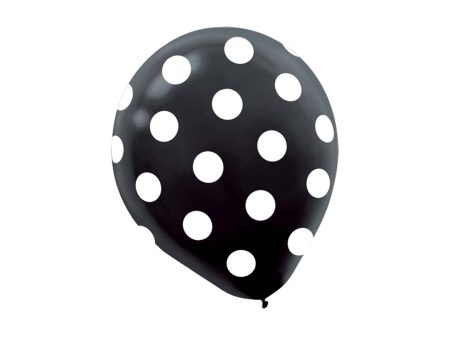 Black Dots Latex Balloons 12in, 6pcs Supply