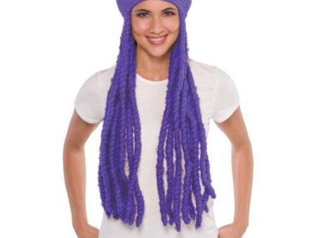 Adult Wig Dread Cap Purple Supply