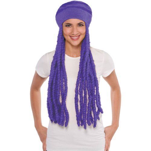 Adult Wig Dread Cap Purple Supply