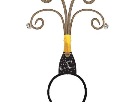 Champagne Bottle Headbopper Black Silver & Gold 13 x 8in Online Hot Sale