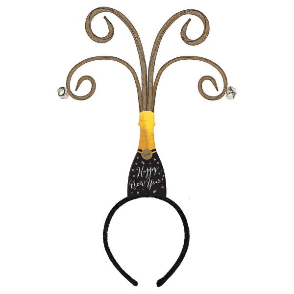 Champagne Bottle Headbopper Black Silver & Gold 13 x 8in Online Hot Sale