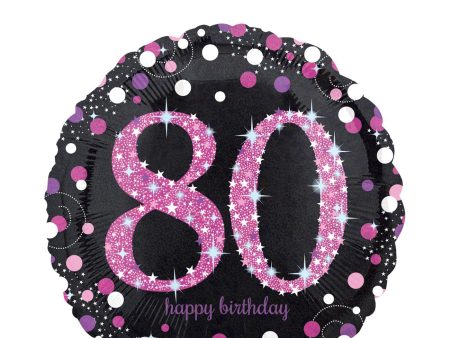 Pink Celebration 80 Foil Balloon 45cm For Sale