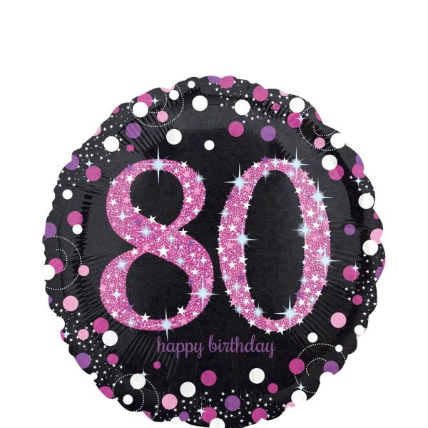 Pink Celebration 80 Foil Balloon 45cm For Sale