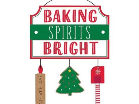 Baking Spirits Bright Hanging Sign 15in x 9in Hot on Sale