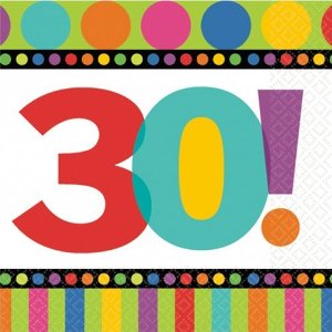 30! Birthday Dots & Stripes Lunch Tissues 16pcs Online