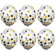 Black, Silver, Gold Latex Balloons With Confetti 12in, 6pcs Online Sale