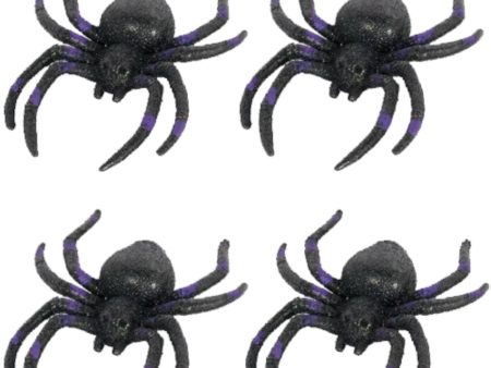 Cemetery Glitter Plastic Spiders 5.50in, 4pcs Supply