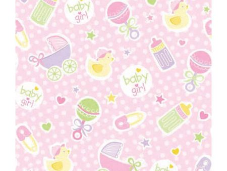 Baby Girl Pink Jumbo Gift Wrap 16ft x 30in Discount