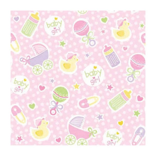 Baby Girl Pink Jumbo Gift Wrap 16ft x 30in Discount