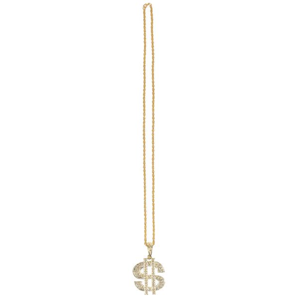 Casino Gold Dollar Sign Necklace 34in Online