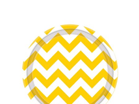 Yellow Sunshine Chevron Round Party Paper Plates 7in 8pcs For Discount