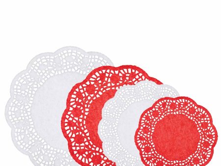 White & Red Paper Doilies 40pcs Online