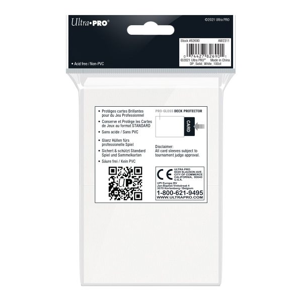 Ultra Pro - PRO-Gloss 100ct Standard Deck Protector® sleeves: White For Cheap