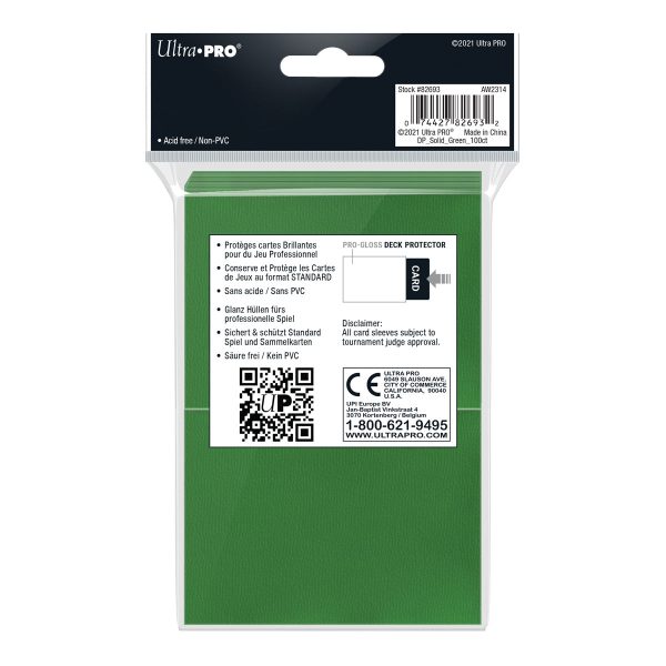 Ultra Pro - PRO-Gloss 100ct Standard Deck Protector® sleeves: Green For Cheap